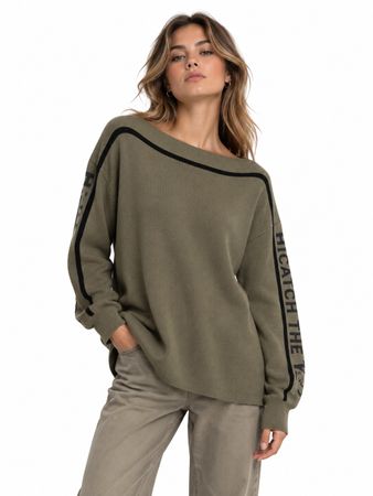 I`Cona Strickpullover mit Glitzer olivgrün Gr. M Viskose